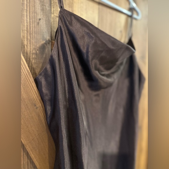 DRAE satin dress in mahogany with cowl neck - Picture 10 of 13